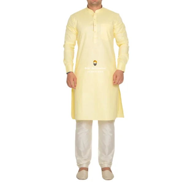 Cream Kurta Pajama with Amritsari Collar