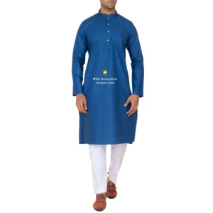 Egyptian Blue Kurta Pajama with Amritsari Collar