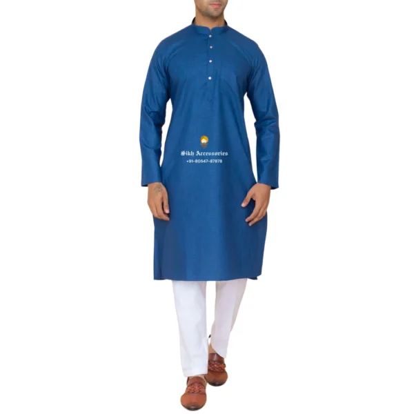 Egyptian Blue Kurta Pajama with Amritsari Collar