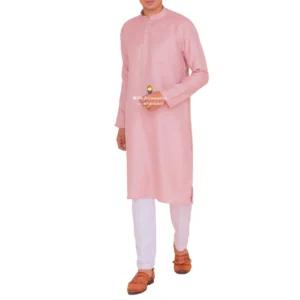 Flamingo Pink Kurta Pajama with Amritsari Collar