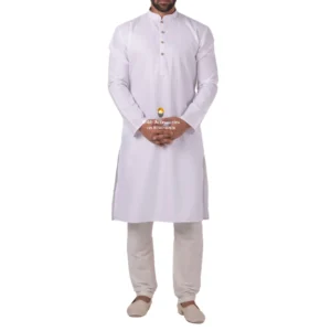 Frost White Kurta Pajama with Amritsari Collar