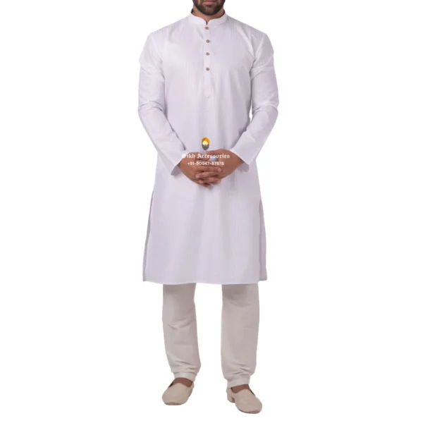 Frost White Kurta Pajama with Amritsari Collar