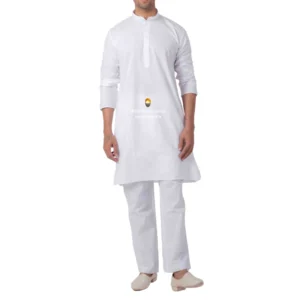Ghost White Kurta Pajama with Amritsari Collar
