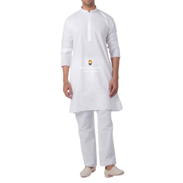 Ghost White Kurta Pajama with Amritsari Collar