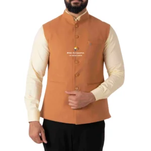 Hit Pink Plain Nehru Jacket For Men