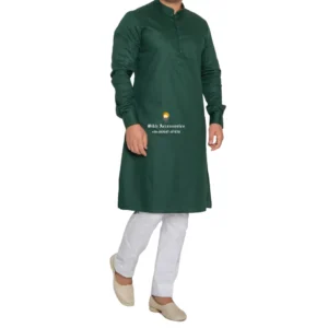 Hunter Green Kurta Pajama with Amritsari Collar