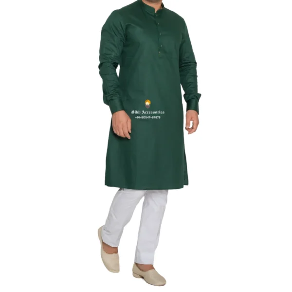 Hunter Green Kurta Pajama with Amritsari Collar