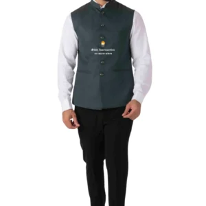 Lead Gray Plain Nehru Jacket For Men