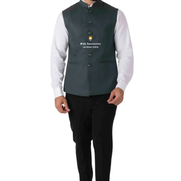 Lead Gray Plain Nehru Jacket For Men