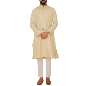 Light Yellow Kurta Pajama with Amritsari Collar