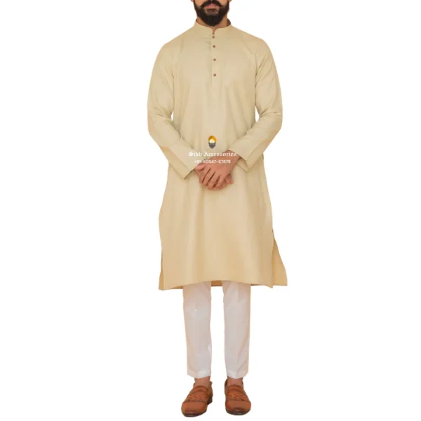 Light Yellow Kurta Pajama with Amritsari Collar