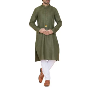 Moss Green Kurta Pajama with Amritsari Collar
