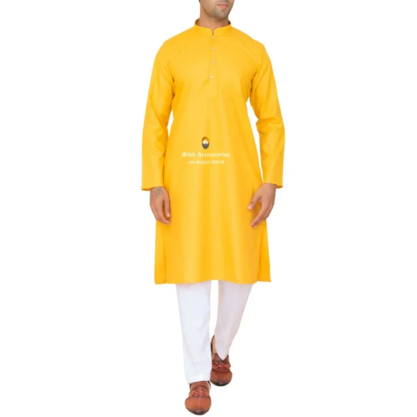 Mustard Kurta Pajama with Amritsari Collar