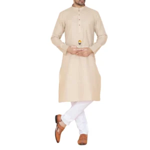 Old Lace White Kurta Pajama with Amritsari Collar