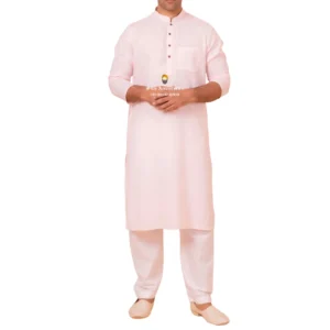 Parchment White Kurta Pajama with Amritsari Collar