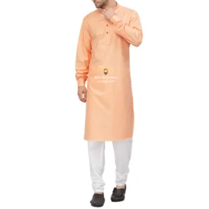 Peach Kurta Pajama with Amritsari Collar