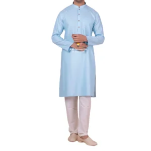 Periwinkle Blue Kurta Pajama with Amritsari Collar