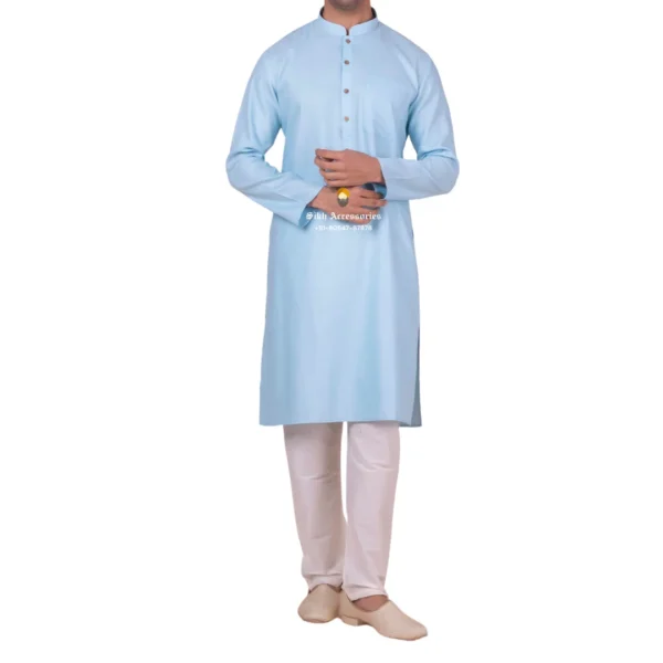 Periwinkle Blue Kurta Pajama with Amritsari Collar