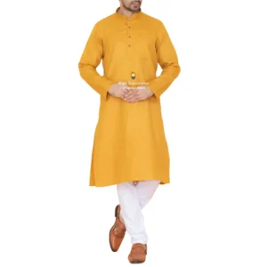 Saffron Kurta Pajama with Amritsari Collar