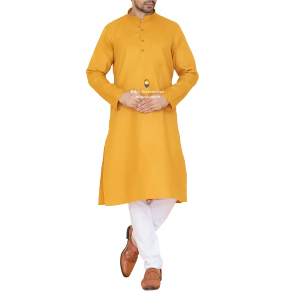 Saffron Kurta Pajama with Amritsari Collar