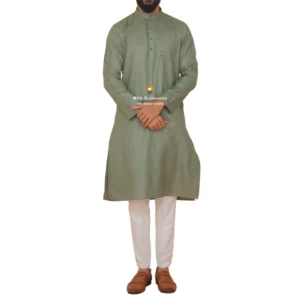 Sage Green Kurta Pajama with Amritsari Collar