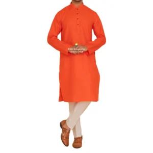 Scarlet Red Kurta Pajama with Amritsari Collar