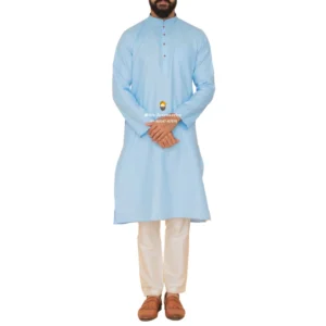 Sky Blue Kurta Pajama with Amritsari Collar