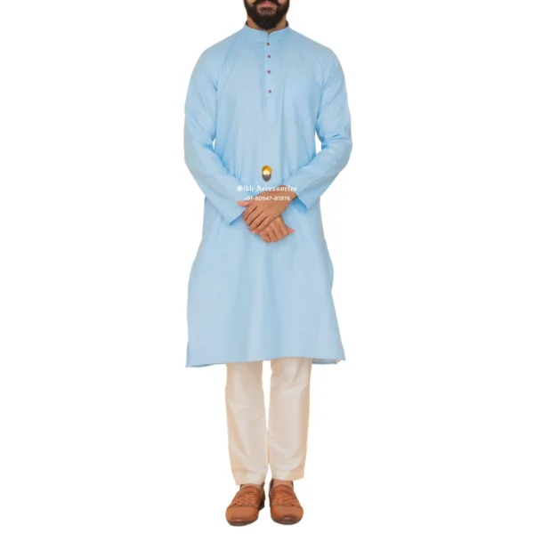 Sky Blue Kurta Pajama with Amritsari Collar