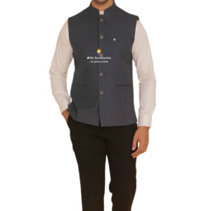 Spruce Blue Plain Nehru Jacket For Men