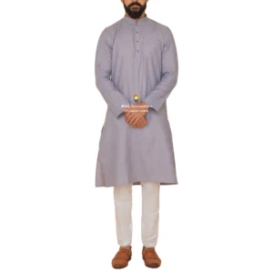Stone Blue Kurta Pajama with Amritsari Collar