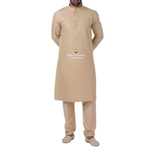 Tan Brown Kurta Pajama with Amritsari Collar