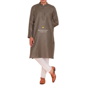 Warm Gray Kurta Pajama with Amritsari Collar