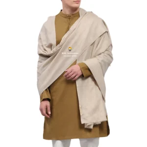 Ash White Plain Woolen Lohi for Men