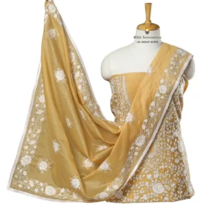 Baby Yellow Hand Embroidered Silk Cotton Phulkari Suit