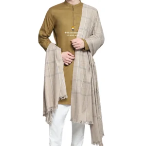 Beige Cheque Woolen Lohi for Men
