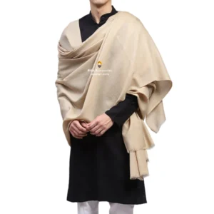 Beige Plain Woolen Lohi for Men