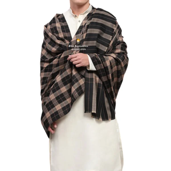 Black Cheque Woolen Lohi for Men
