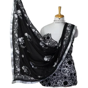 Black Hand Embroidered Georgette Phulkari Suit