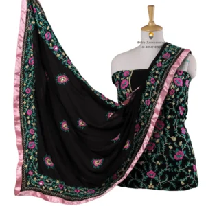 Black Hand Embroidered Georgette Phulkari Suit