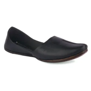 Black Plain Handcrafted Leather Men's Jutti