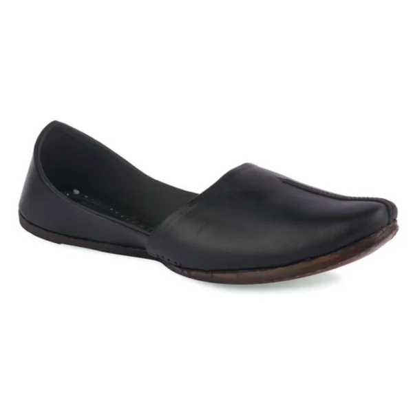 Black Plain Handcrafted Leather Men's Jutti