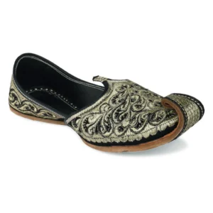 Designer Black Embroidered Men's Punjabi Jutti