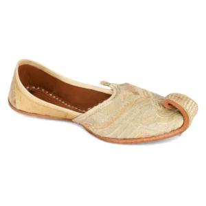 Designer Light Gold Embroidered Men's Punjabi Jutti