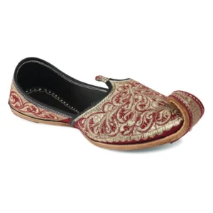 Designer Red Embroidered Men's Punjabi Jutti