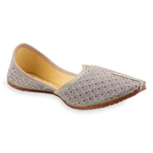 Designer Silver Embroidered Men's Punjabi Jutti