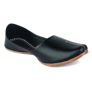 Ethnic Black Leather Handcrafted Men's Punjabi Jutti
