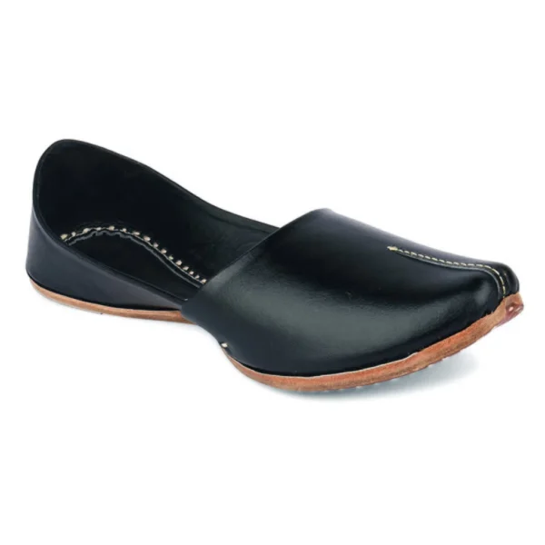 Ethnic Black Leather Handcrafted Men's Punjabi Jutti