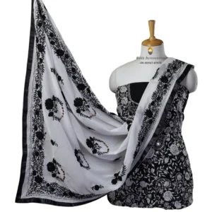 Jade Black Hand Embroidered Georgette Phulkari Suit