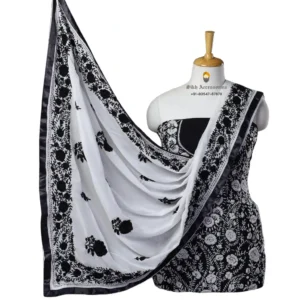 Night Black Hand Embroidered Georgette Phulkari Suit
