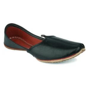 Plain Black Leather Men's Punjabi Jutti